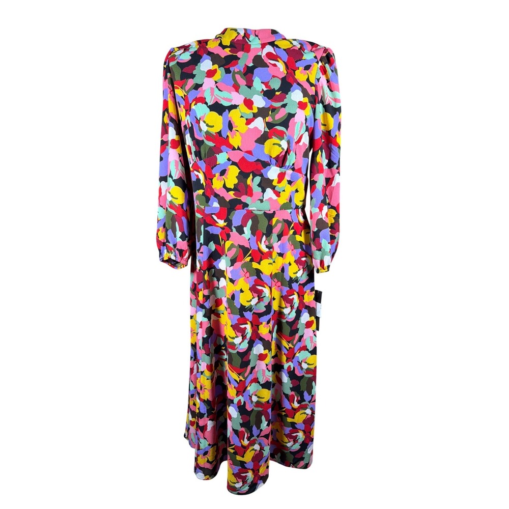 Maggy London Women Black Red Abstract Floral Mock Neck Midi Dress GT520MNR 10